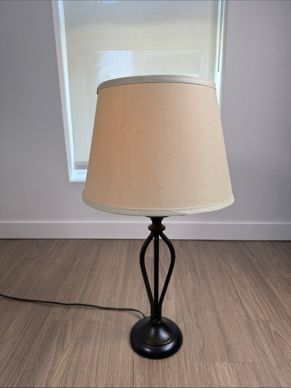 Classic Cream Table Lamp with Black Dark Brass Metal Base